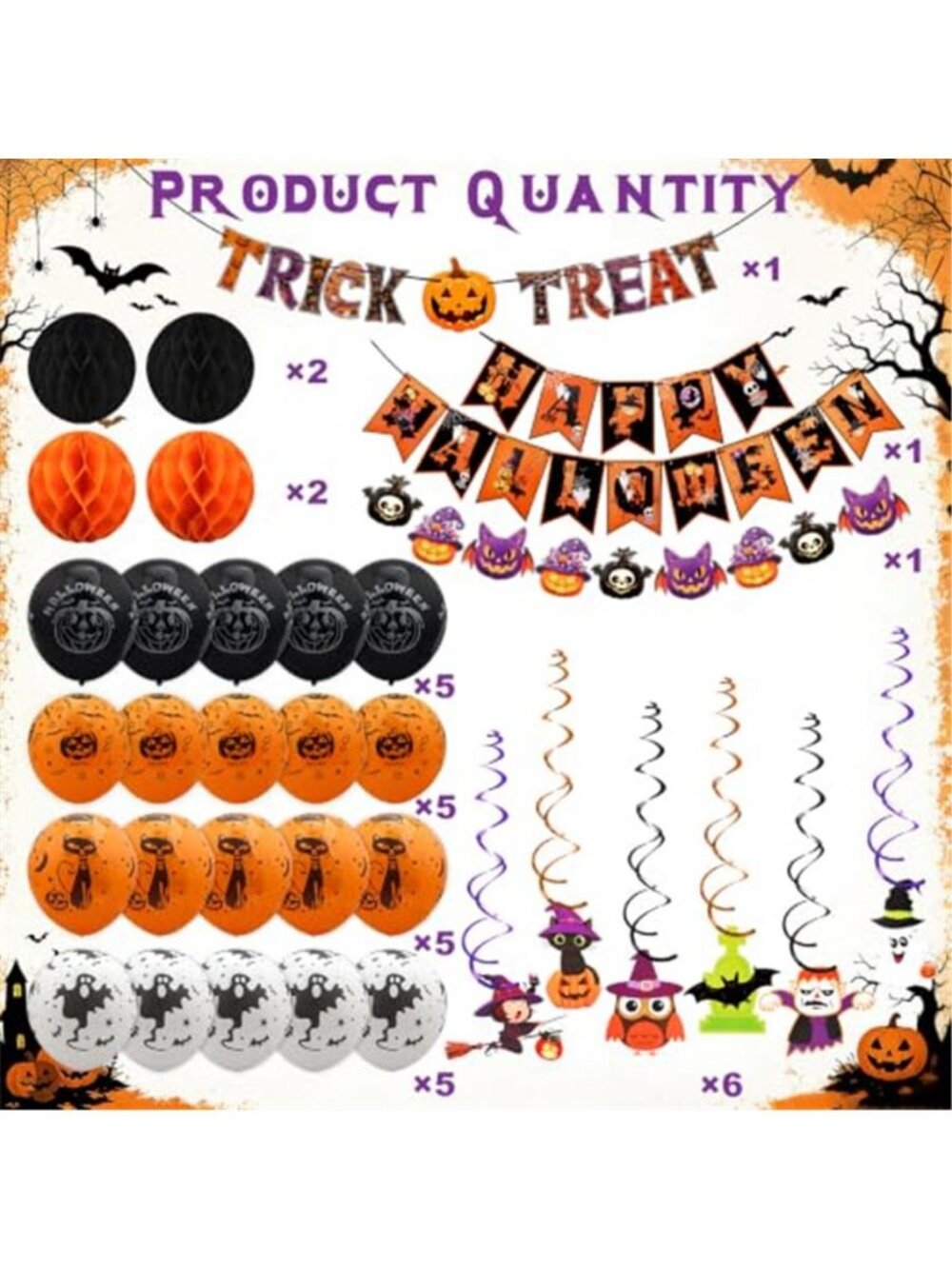 Halloween Decorations 33 Pcs Happy Halloween Banner Trick or Treat Banner - Picture 3 of 7